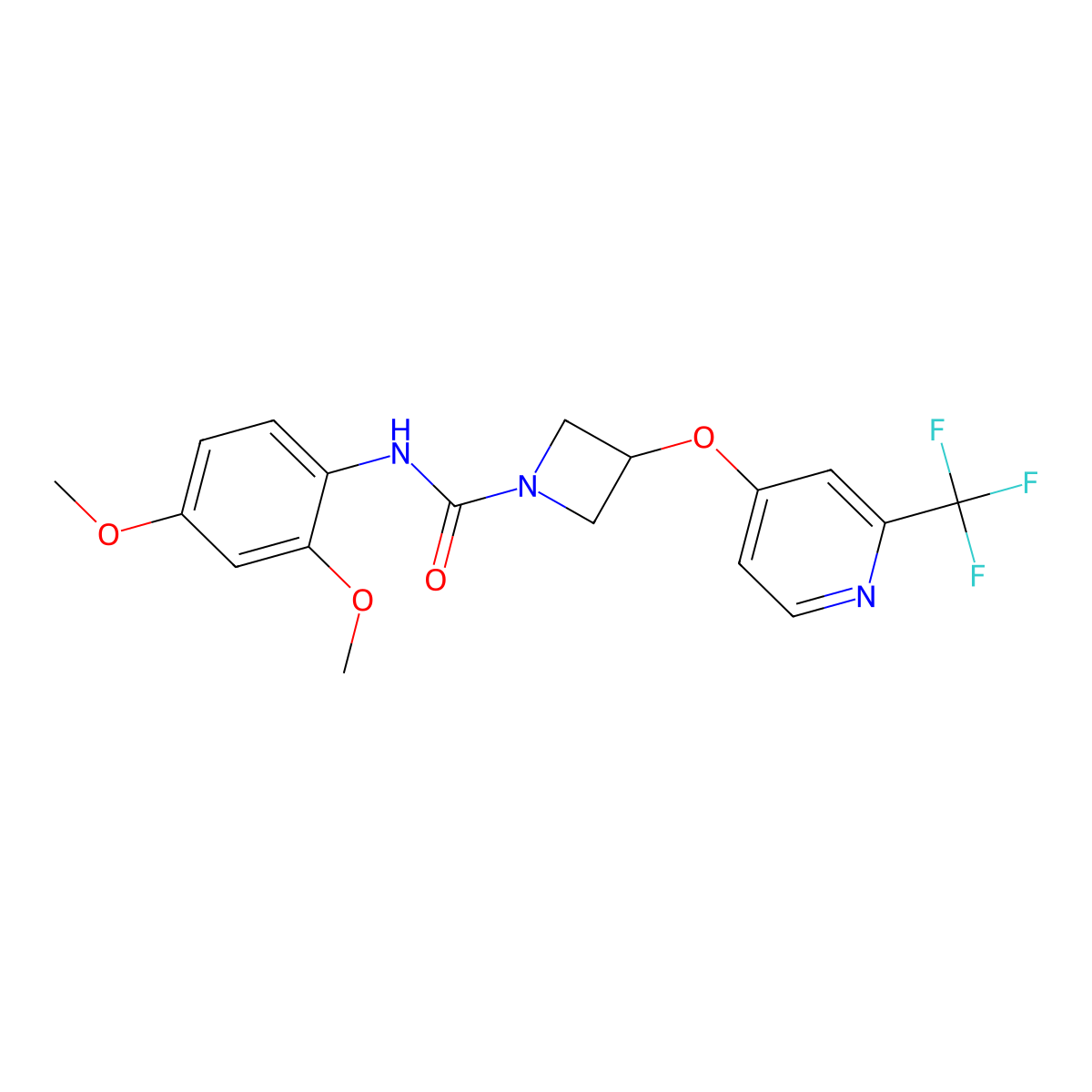 N-(2,4-dimethoxyphenyl)-3-{[2-(trifluoromethyl)pyridin-4-yl]oxy}azetidine-1-carboxamide molecular structure, CAS 2380085-05-0