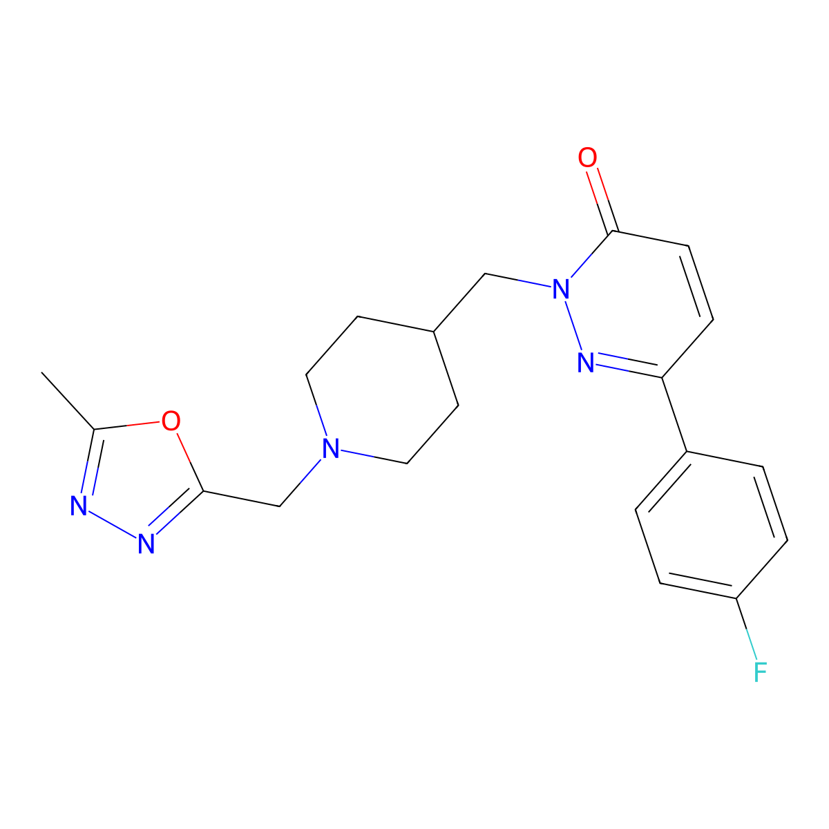 6-(4-Fluorophenyl)-2-({1-[(5-methyl-1,3,4-oxadiazol-2-yl)methyl]piperidin-4-yl}methyl)-2,3-dihydropyridazin-3-one molecular structure, CAS 2380085-07-2