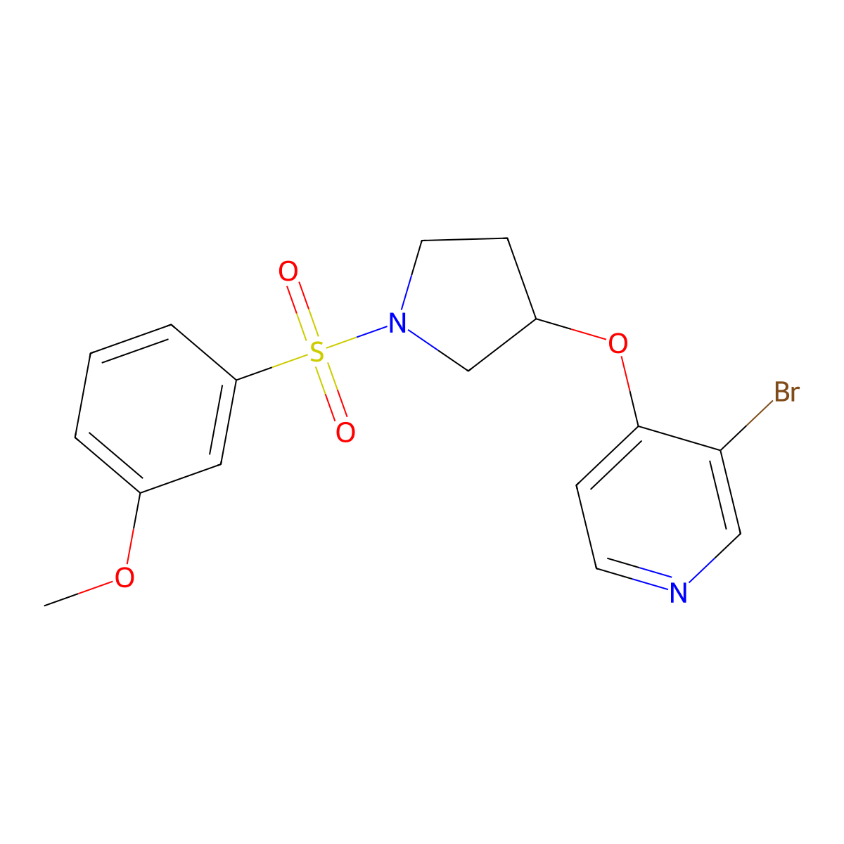 3-Bromo-4-{[1-(3-methoxybenzenesulfonyl)pyrrolidin-3-yl]oxy}pyridine molecular structure, CAS 2380085-08-3