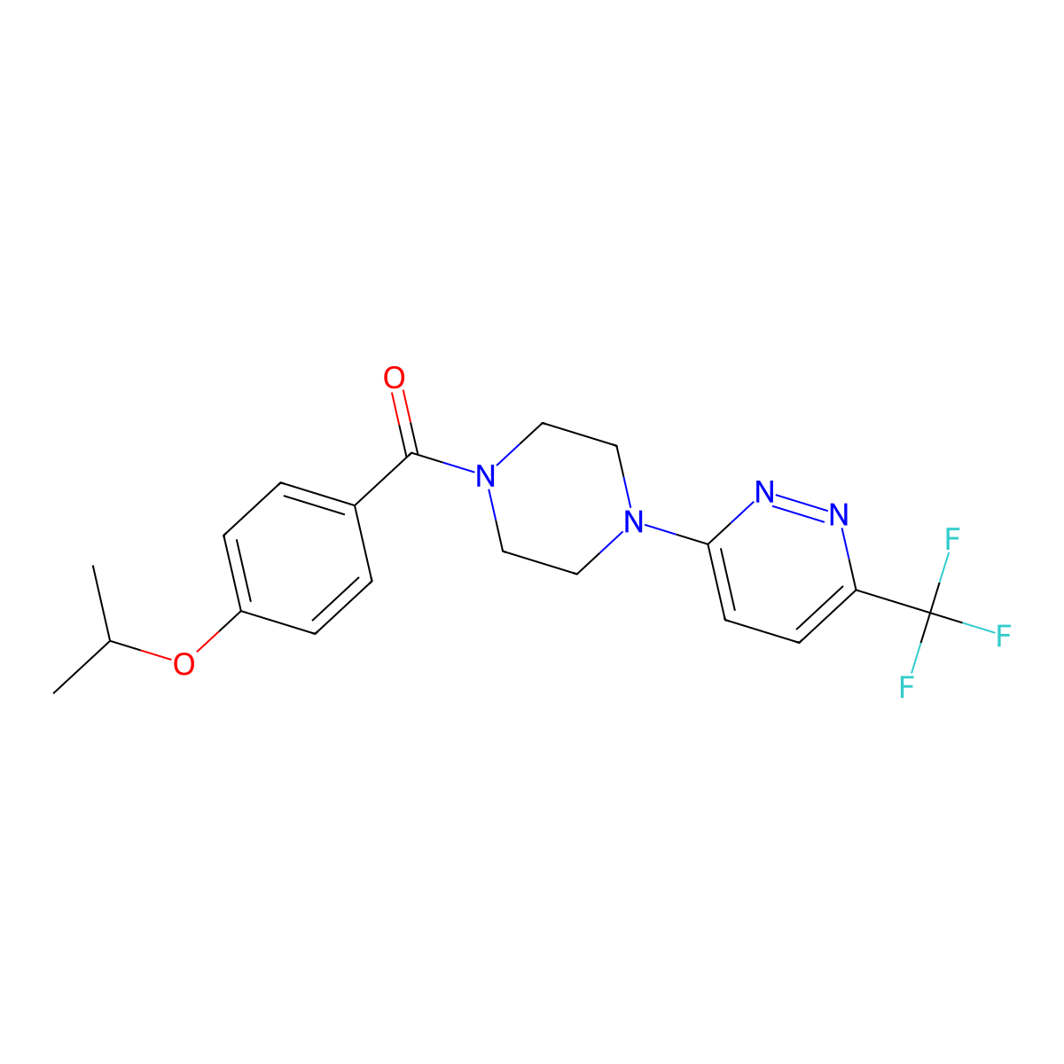 3-{4-[4-(Propan-2-yloxy)benzoyl]piperazin-1-yl}-6-(trifluoromethyl)pyridazine molecular structure, CAS 2380085-13-0