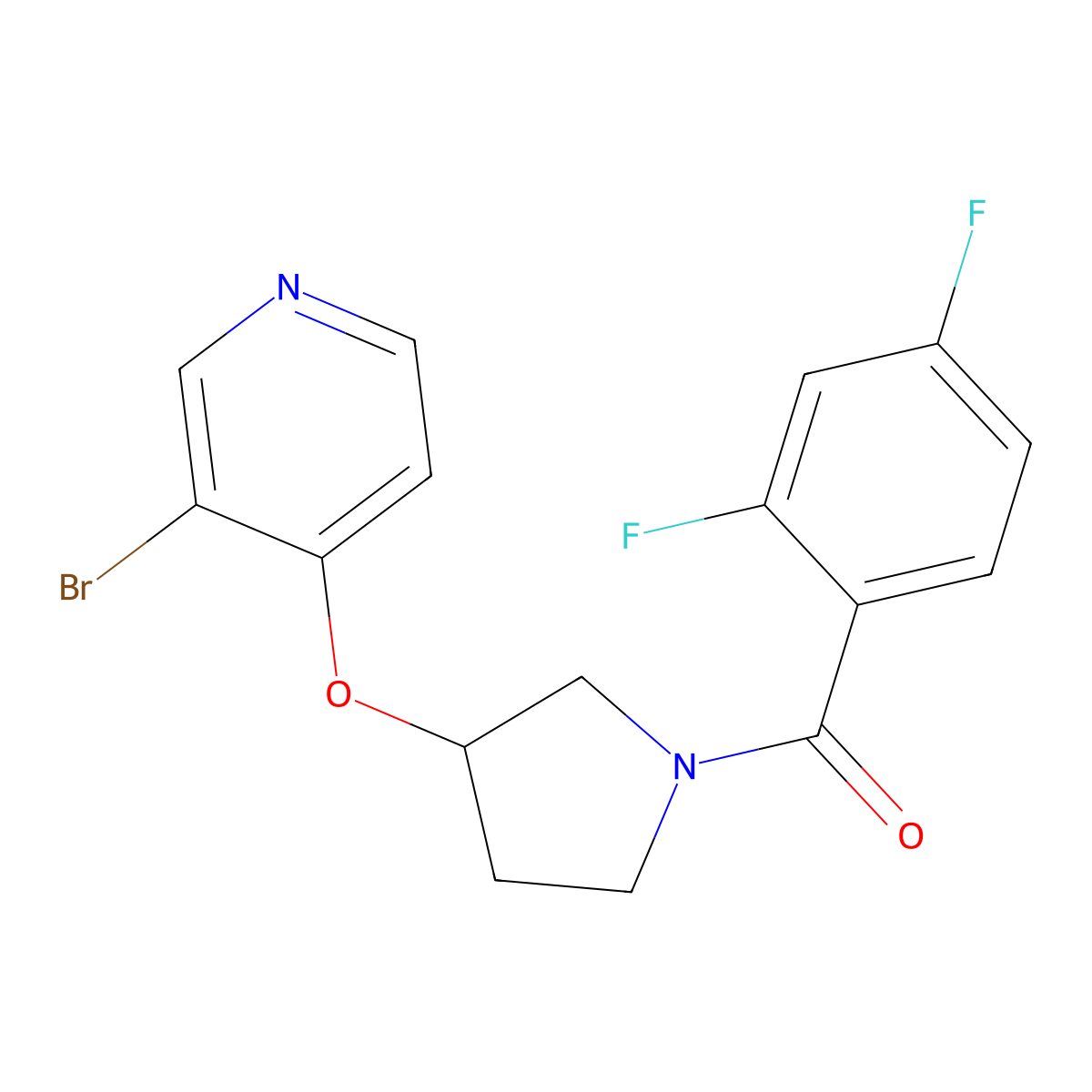 3-Bromo-4-{[1-(2,4-difluorobenzoyl)pyrrolidin-3-yl]oxy}pyridine molecular structure, CAS 2380085-14-1