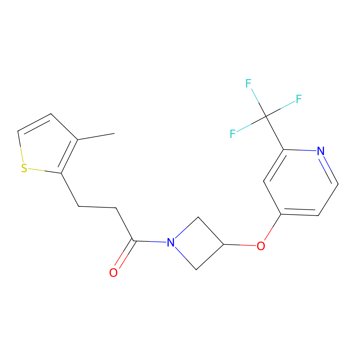 3-(3-Methylthiophen-2-yl)-1-(3-{[2-(trifluoromethyl)pyridin-4-yl]oxy}azetidin-1-yl)propan-1-one molecular structure, CAS 2380085-17-4
