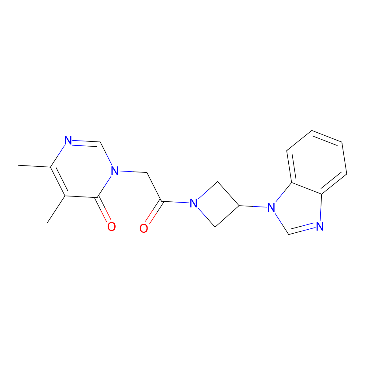 3-{2-[3-(1H-1,3-benzodiazol-1-yl)azetidin-1-yl]-2-oxoethyl}-5,6-dimethyl-3,4-dihydropyrimidin-4-one molecular structure, CAS 2380085-23-2