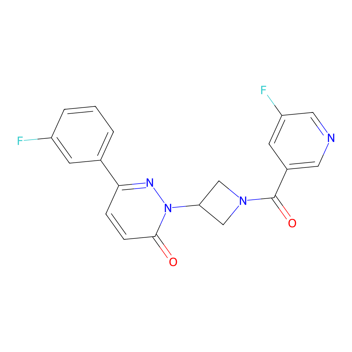 6-(3-Fluorophenyl)-2-[1-(5-fluoropyridine-3-carbonyl)azetidin-3-yl]-2,3-dihydropyridazin-3-one molecular structure, CAS 2380085-26-5