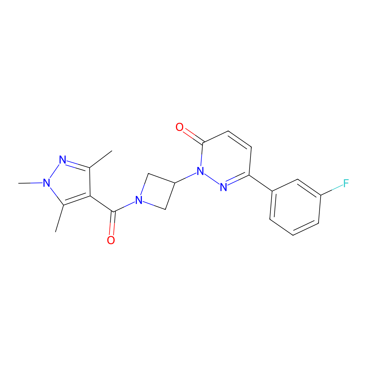 6-(3-fluorophenyl)-2-[1-(1,3,5-trimethyl-1H-pyrazole-4-carbonyl)azetidin-3-yl]-2,3-dihydropyridazin-3-one molecular structure, CAS 2380085-27-6