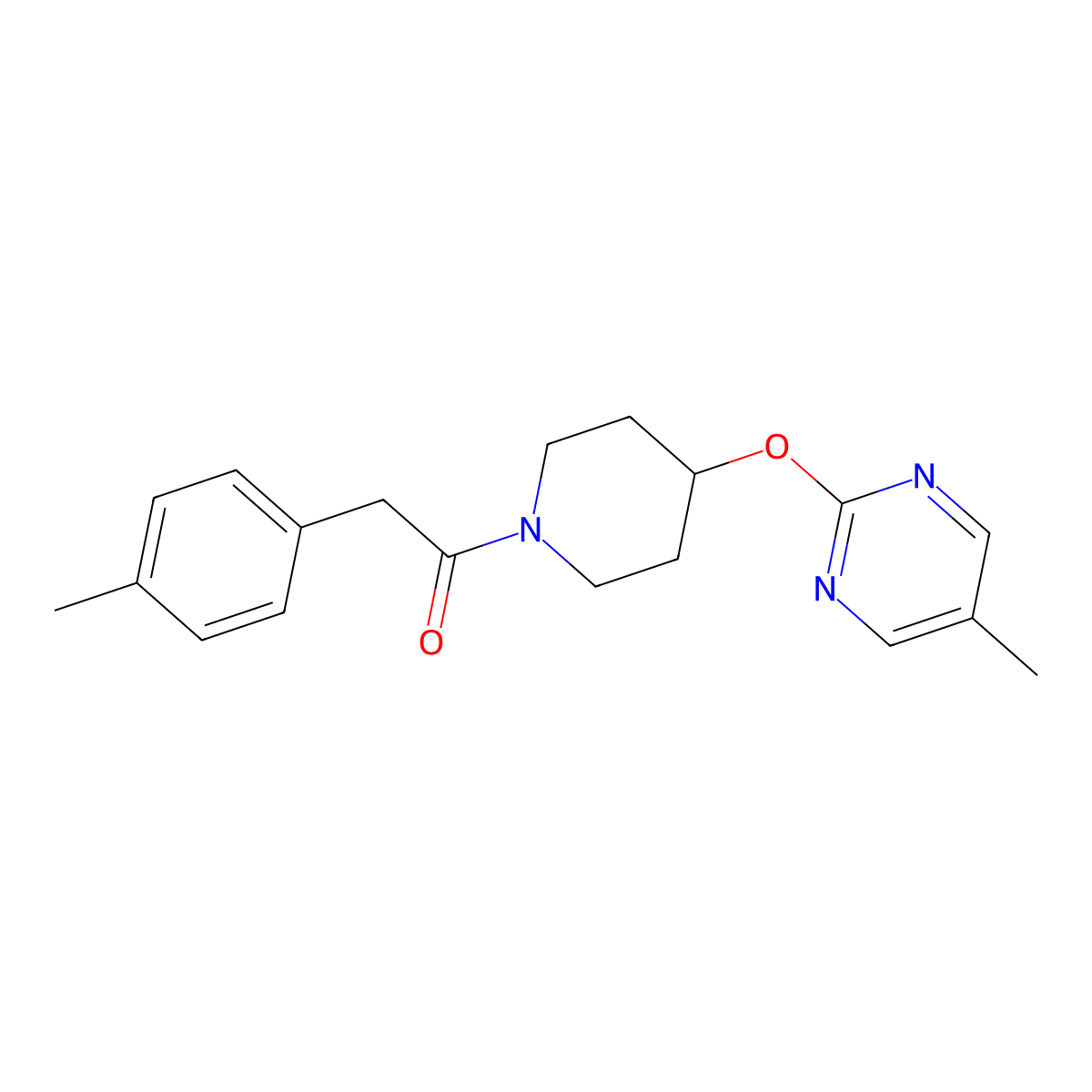 2-(4-Methylphenyl)-1-{4-[(5-methylpyrimidin-2-yl)oxy]piperidin-1-yl}ethan-1-one molecular structure, CAS 2380085-36-7