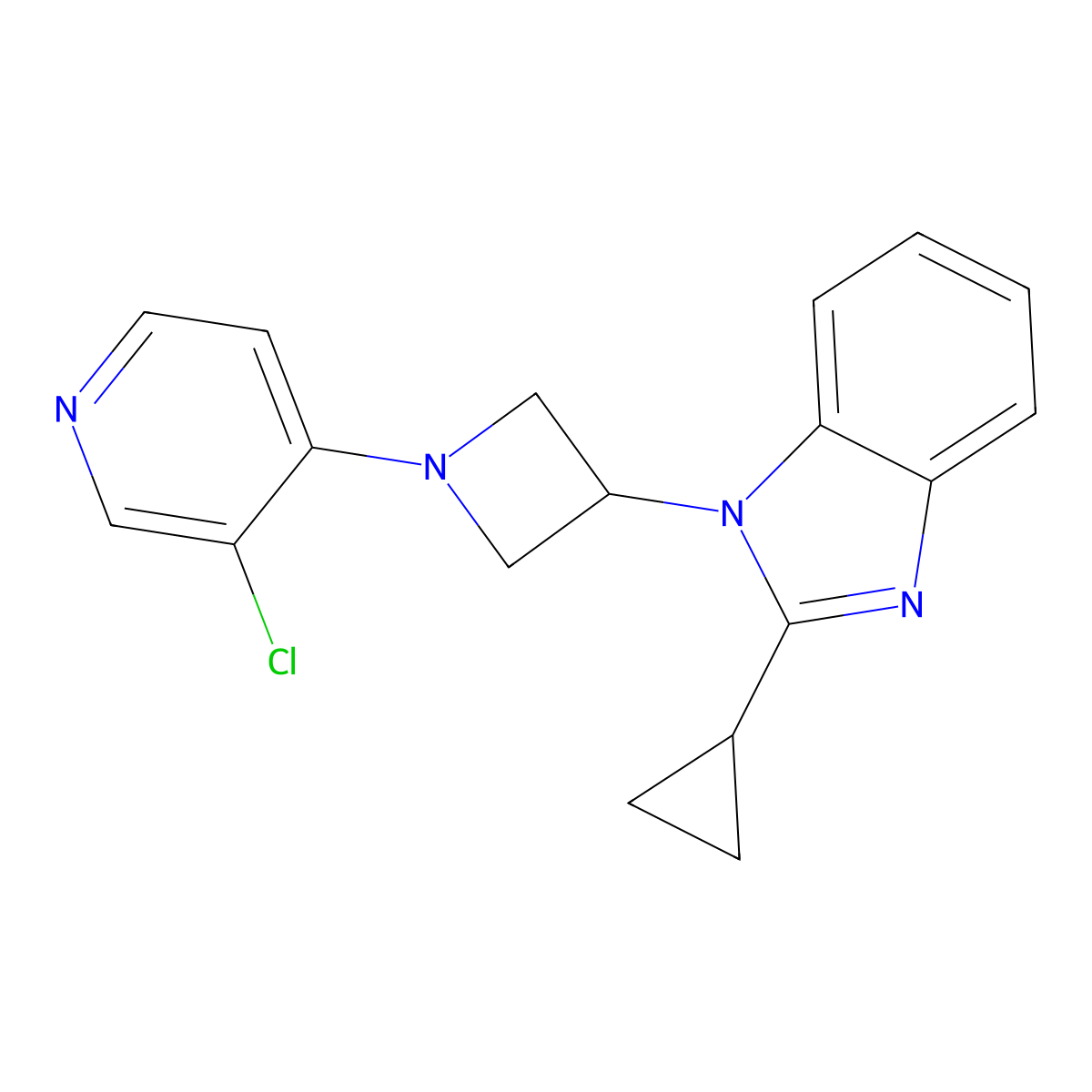 1-[1-(3-chloropyridin-4-yl)azetidin-3-yl]-2-cyclopropyl-1H-1,3-benzodiazole molecular structure, CAS 2380085-40-3
