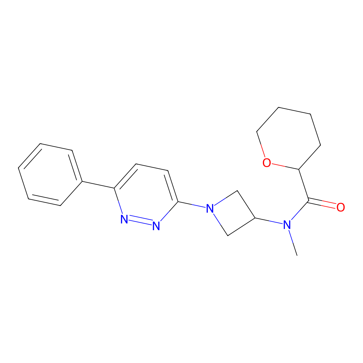 N-Methyl-N-[1-(6-phenylpyridazin-3-yl)azetidin-3-yl]oxane-2-carboxamide molecular structure, CAS 2380085-46-9