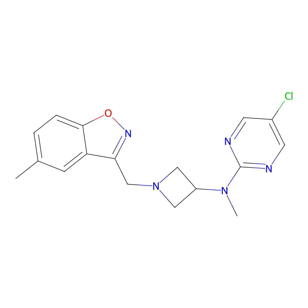 5-chloro-N-methyl-N-{1-[(5-methyl-1,2-benzoxazol-3-yl)methyl]azetidin-3-yl}pyrimidin-2-amine molecular structure, CAS 2380085-47-0
