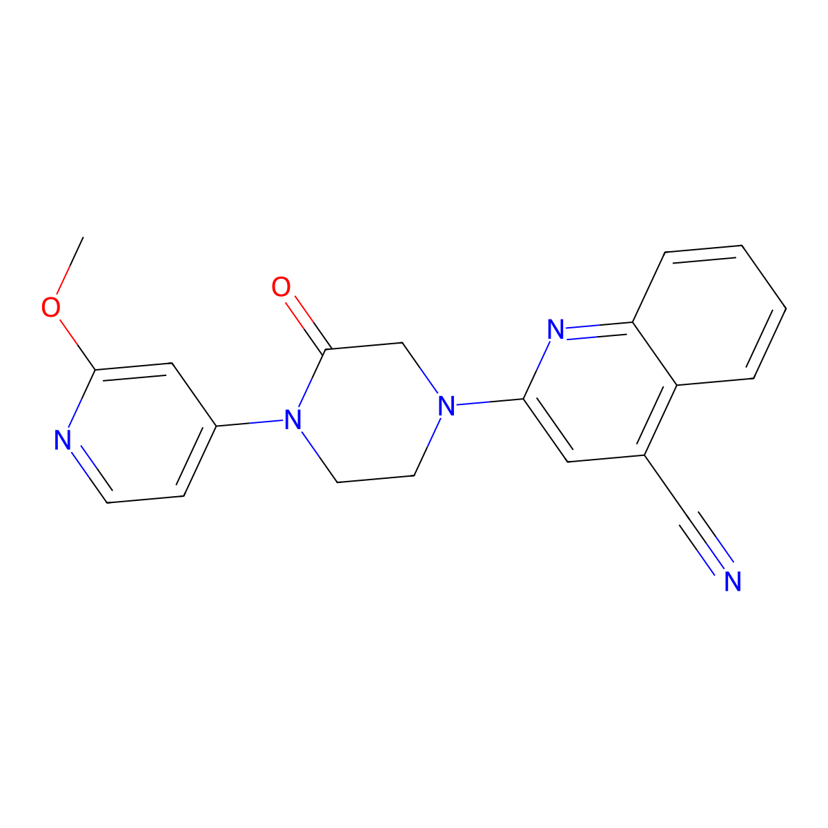 2-[4-(2-Methoxypyridin-4-yl)-3-oxopiperazin-1-yl]quinoline-4-carbonitrile molecular structure, CAS 2380085-49-2