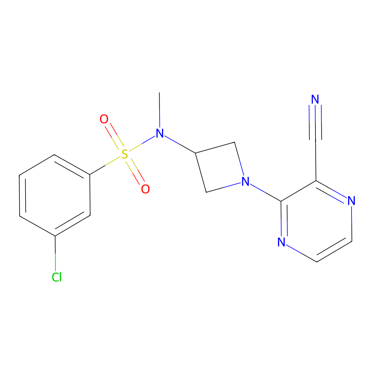 3-chloro-N-[1-(3-cyanopyrazin-2-yl)azetidin-3-yl]-N-methylbenzene-1-sulfonamide molecular structure, CAS 2380085-50-5