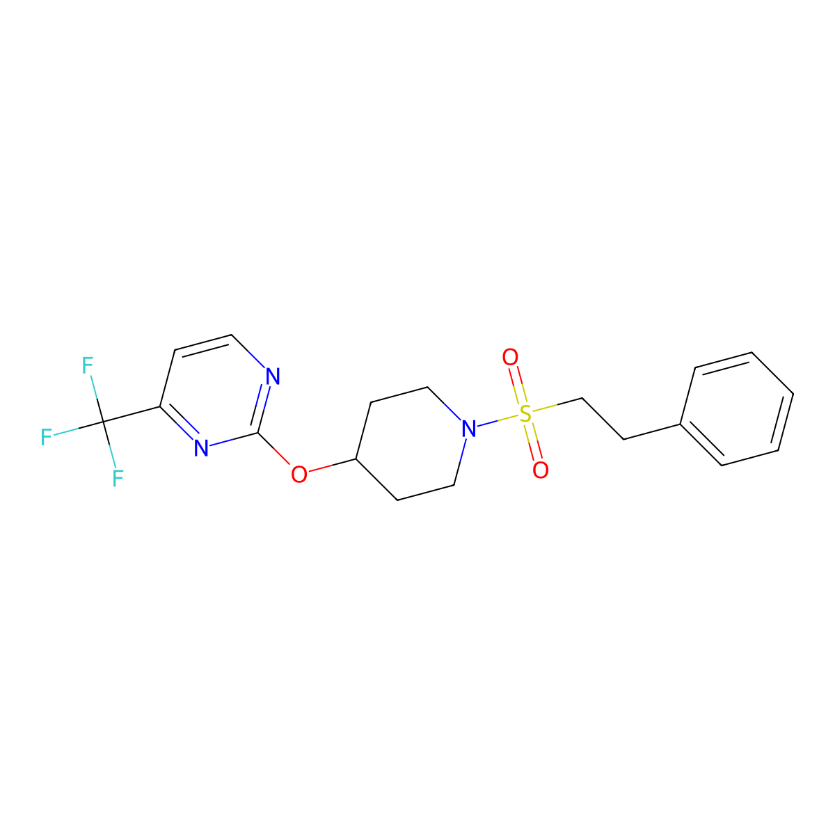 2-{[1-(2-Phenylethanesulfonyl)piperidin-4-yl]oxy}-4-(trifluoromethyl)pyrimidine molecular structure, CAS 2380085-53-8