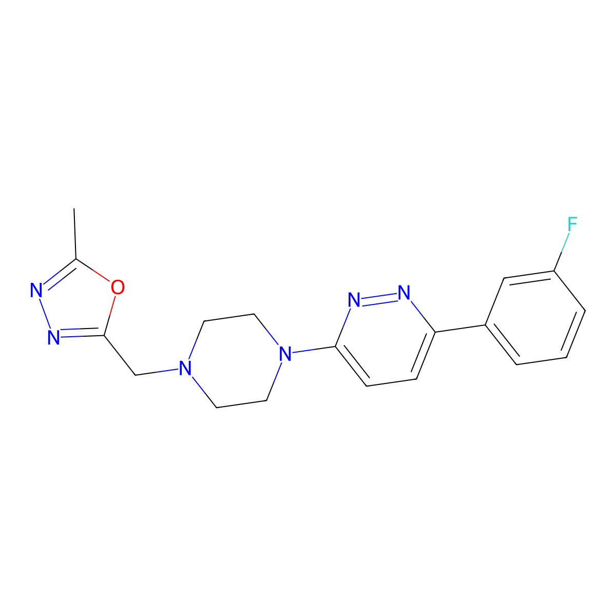 3-(3-Fluorophenyl)-6-{4-[(5-methyl-1,3,4-oxadiazol-2-yl)methyl]piperazin-1-yl}pyridazine molecular structure, CAS 2380085-54-9