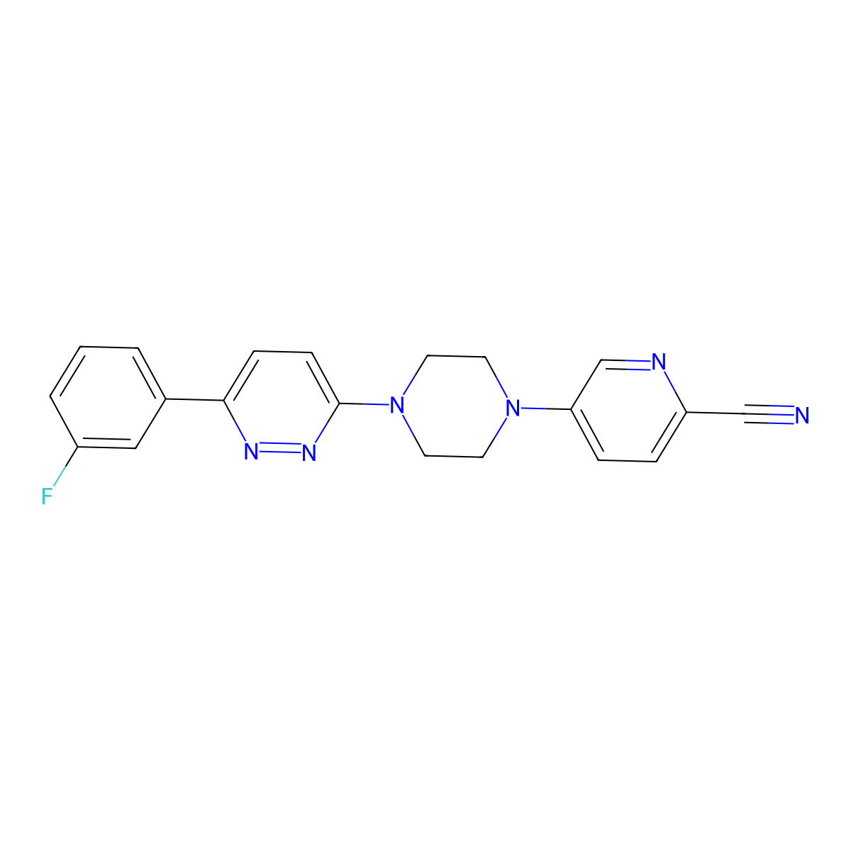 5-{4-[6-(3-Fluorophenyl)pyridazin-3-yl]piperazin-1-yl}pyridine-2-carbonitrile molecular structure, CAS 2380085-59-4
