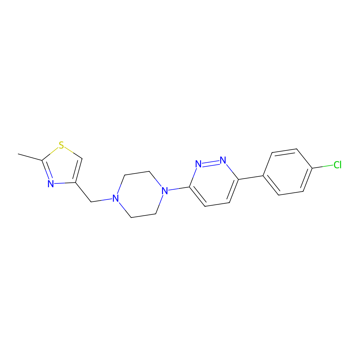 3-(4-Chlorophenyl)-6-{4-[(2-methyl-1,3-thiazol-4-yl)methyl]piperazin-1-yl}pyridazine molecular structure, CAS 2380085-60-7