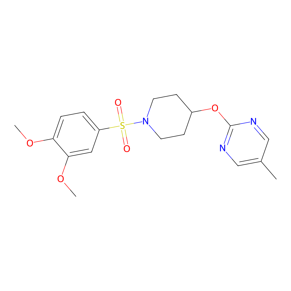 2-{[1-(3,4-Dimethoxybenzenesulfonyl)piperidin-4-yl]oxy}-5-methylpyrimidine molecular structure, CAS 2380085-66-3