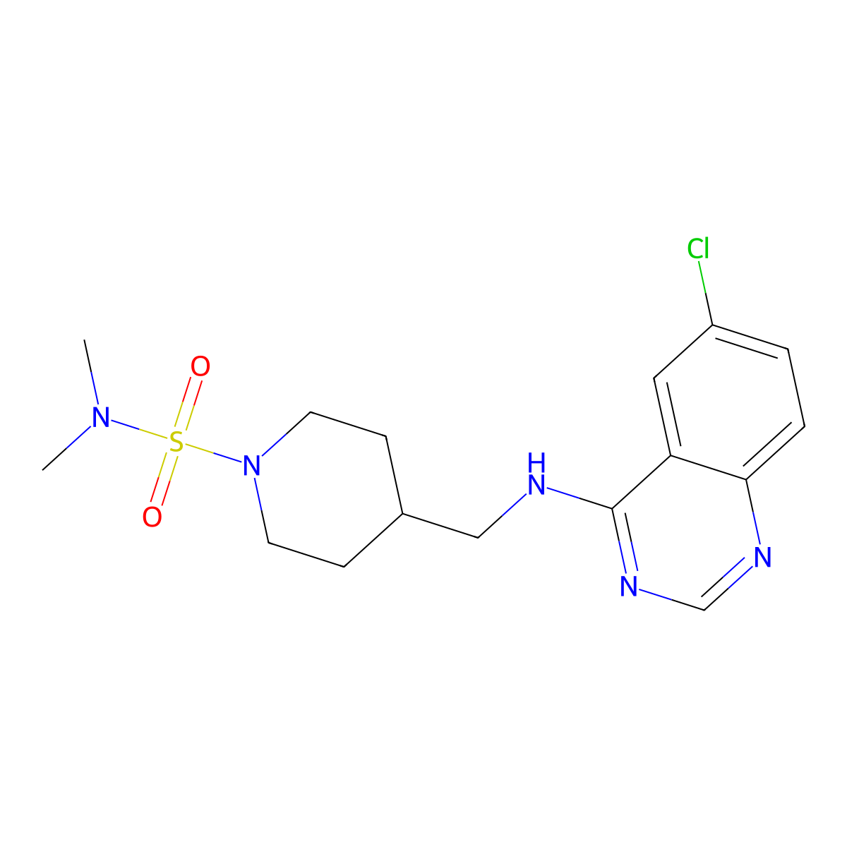 4-{[(6-chloroquinazolin-4-yl)amino]methyl}-N,N-dimethylpiperidine-1-sulfonamide molecular structure, CAS 2380085-69-6