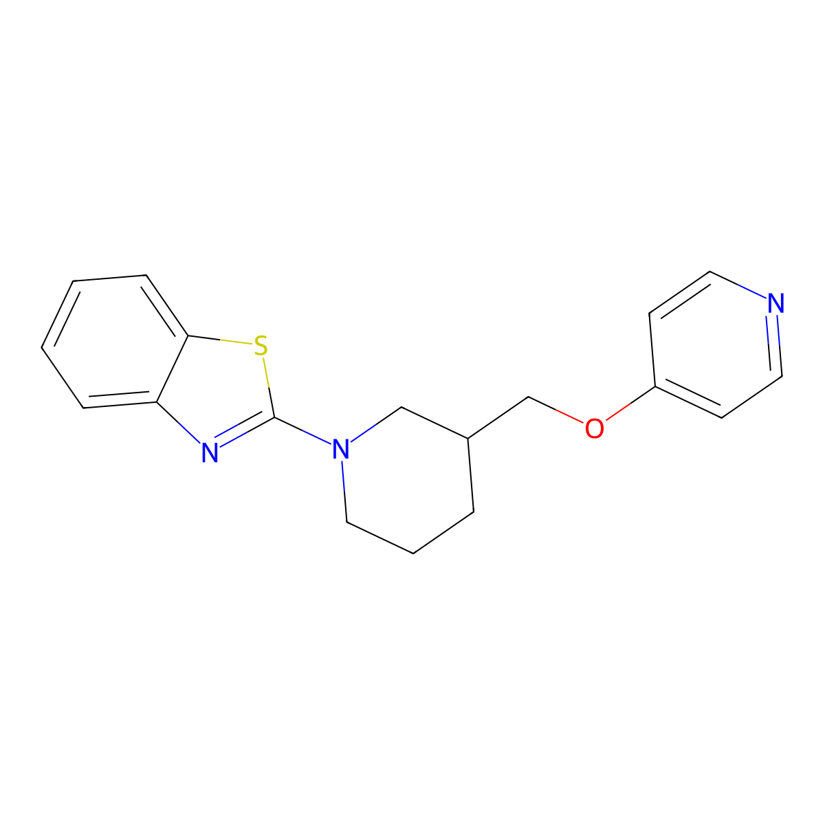 2-{3-[(Pyridin-4-yloxy)methyl]piperidin-1-yl}-1,3-benzothiazole molecular structure, CAS 2380085-73-2