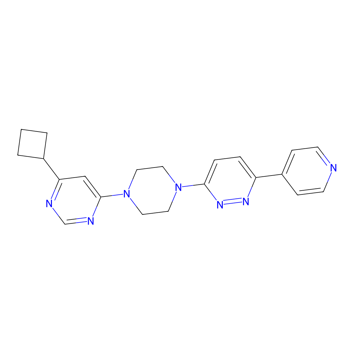 4-Cyclobutyl-6-{4-[6-(pyridin-4-yl)pyridazin-3-yl]piperazin-1-yl}pyrimidine molecular structure, CAS 2380085-74-3