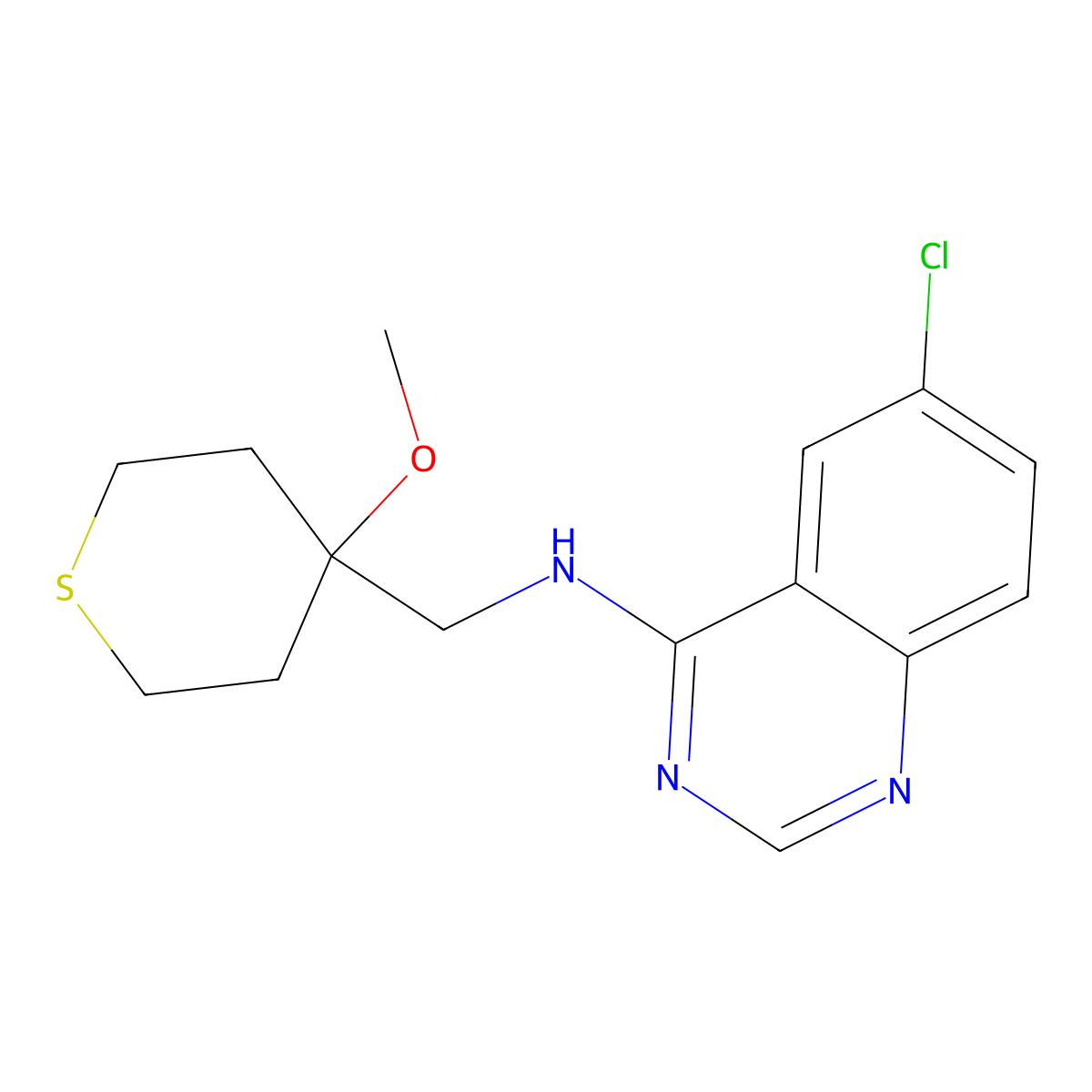 6-Chloro-N-[(4-methoxythian-4-yl)methyl]quinazolin-4-amine molecular structure, CAS 2380085-75-4