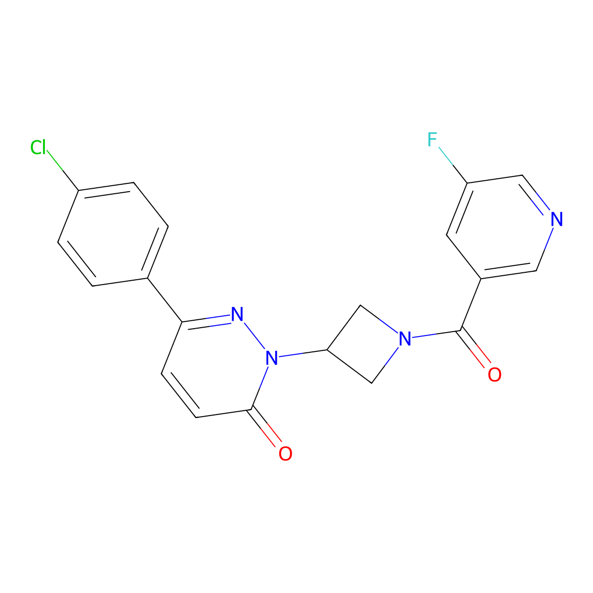6-(4-Chlorophenyl)-2-[1-(5-fluoropyridine-3-carbonyl)azetidin-3-yl]-2,3-dihydropyridazin-3-one molecular structure, CAS 2380085-78-7