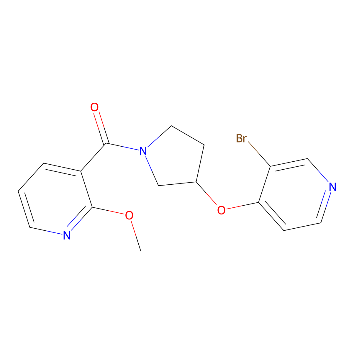 3-{3-[(3-Bromopyridin-4-yl)oxy]pyrrolidine-1-carbonyl}-2-methoxypyridine molecular structure, CAS 2380085-86-7
