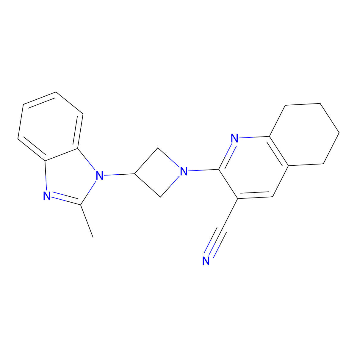 2-[3-(2-methyl-1H-1,3-benzodiazol-1-yl)azetidin-1-yl]-5,6,7,8-tetrahydroquinoline-3-carbonitrile molecular structure, CAS 2380085-87-8