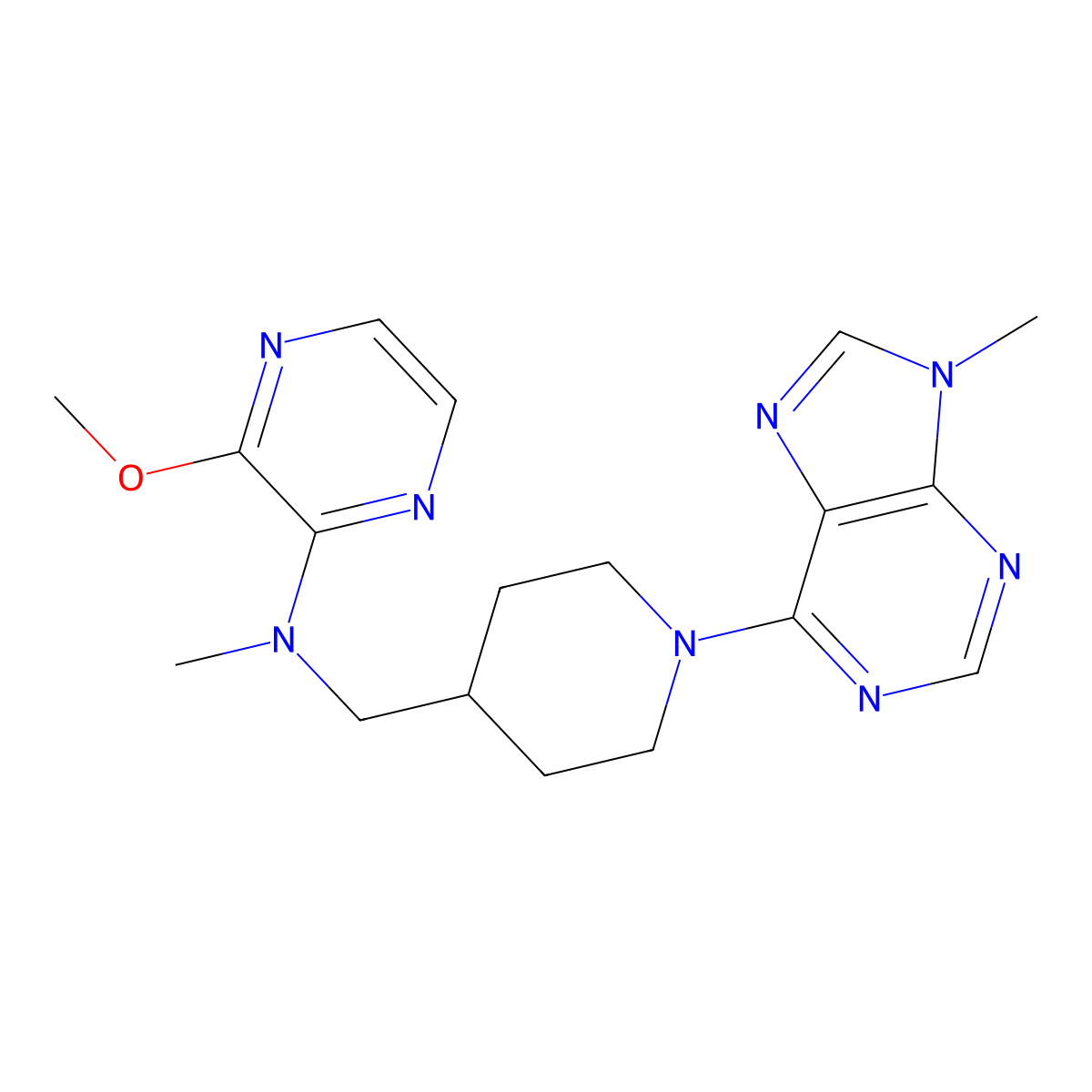 3-methoxy-N-methyl-N-{[1-(9-methyl-9H-purin-6-yl)piperidin-4-yl]methyl}pyrazin-2-amine molecular structure, CAS 2380085-88-9