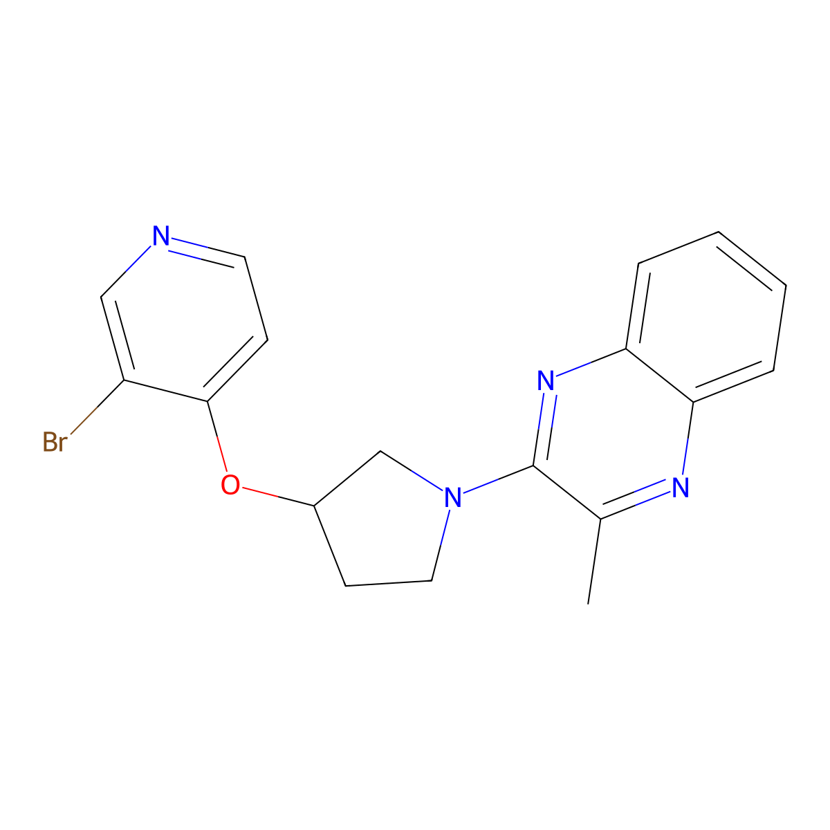 2-{3-[(3-Bromopyridin-4-yl)oxy]pyrrolidin-1-yl}-3-methylquinoxaline molecular structure, CAS 2380085-90-3