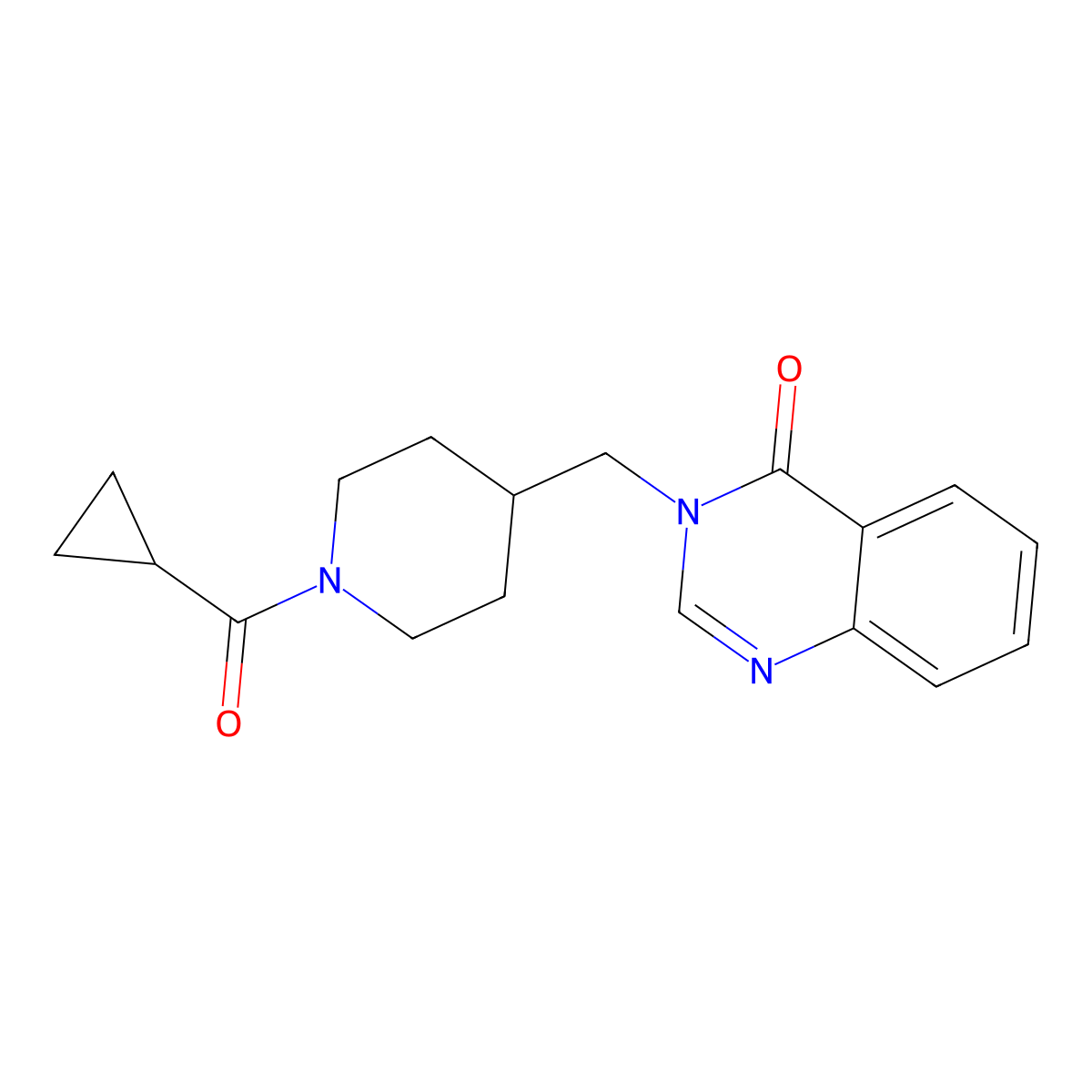 3-[(1-Cyclopropanecarbonylpiperidin-4-yl)methyl]-3,4-dihydroquinazolin-4-one molecular structure, CAS 2380085-92-5