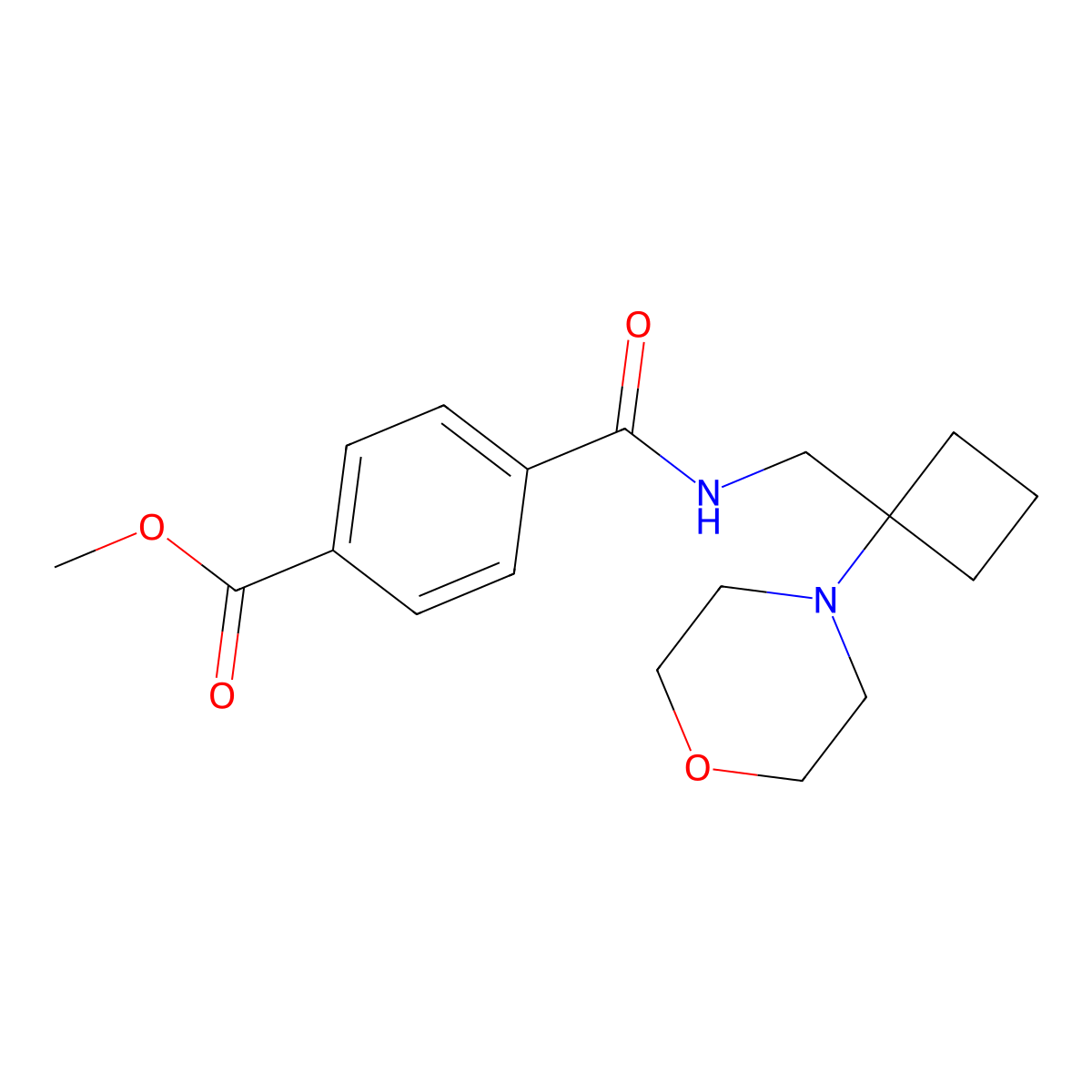Methyl 4-({[1-(morpholin-4-yl)cyclobutyl]methyl}carbamoyl)benzoate molecular structure, CAS 2380085-94-7