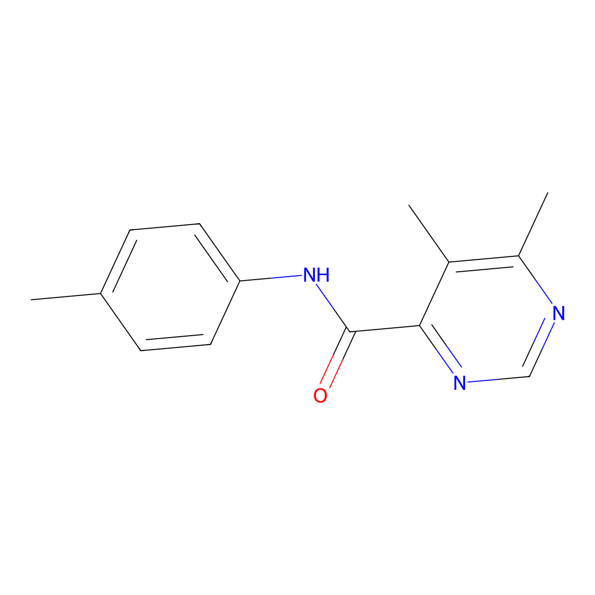 5,6-Dimethyl-N-(4-methylphenyl)pyrimidine-4-carboxamide molecular structure, CAS 2380086-14-4