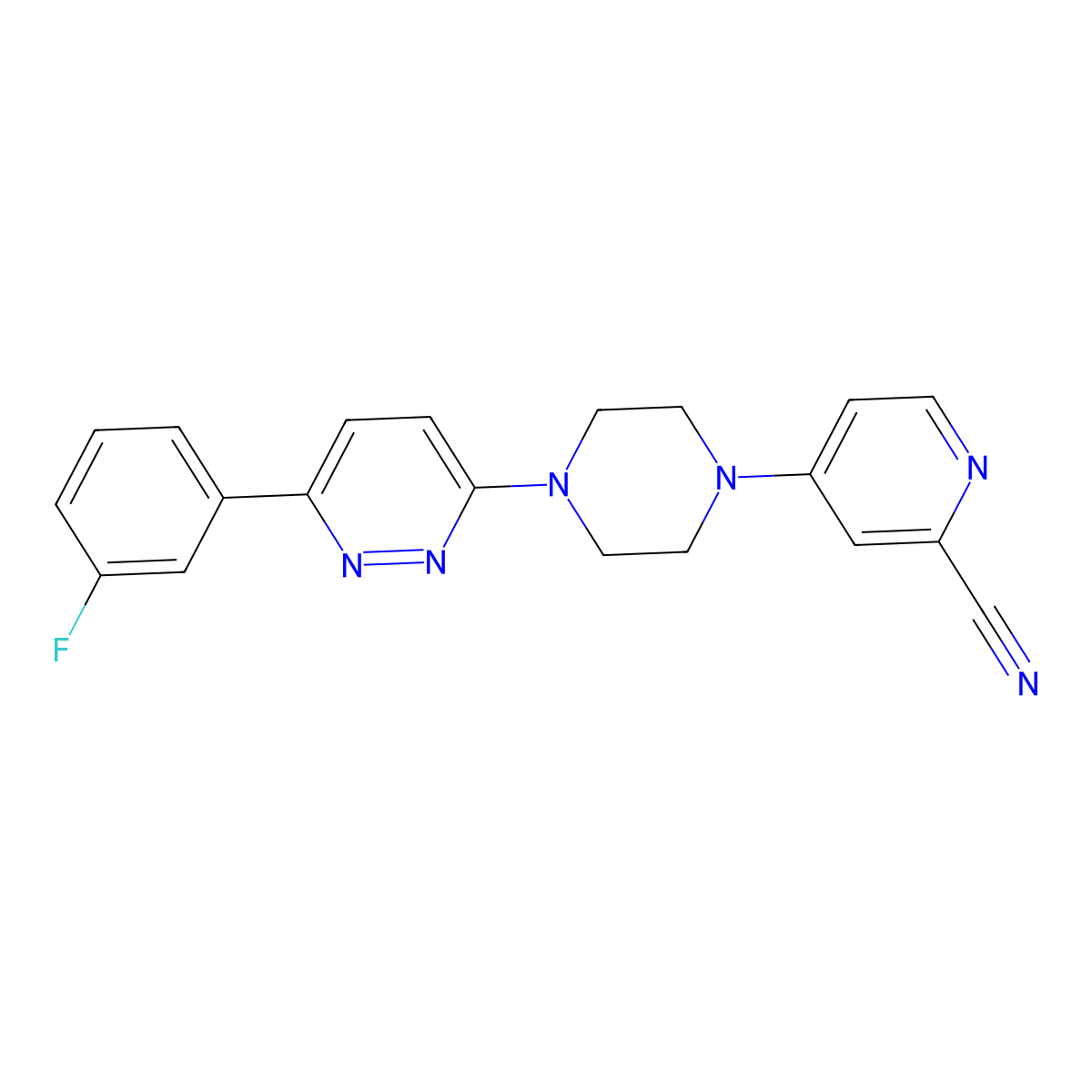 4-{4-[6-(3-Fluorophenyl)pyridazin-3-yl]piperazin-1-yl}pyridine-2-carbonitrile molecular structure, CAS 2380086-22-4