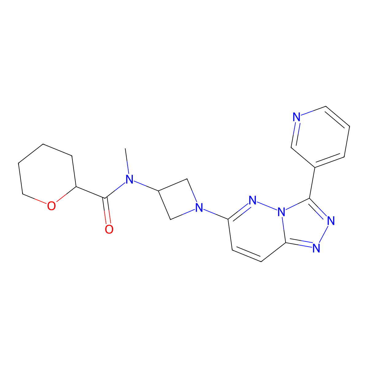 N-methyl-N-{1-[3-(pyridin-3-yl)-[1,2,4]triazolo[4,3-b]pyridazin-6-yl]azetidin-3-yl}oxane-2-carboxamide molecular structure, CAS 2380086-34-8