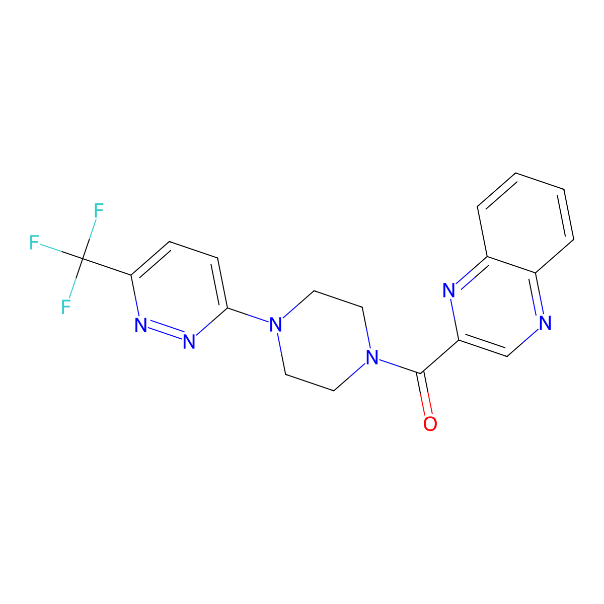 2-{4-[6-(Trifluoromethyl)pyridazin-3-yl]piperazine-1-carbonyl}quinoxaline molecular structure, CAS 2380086-38-2