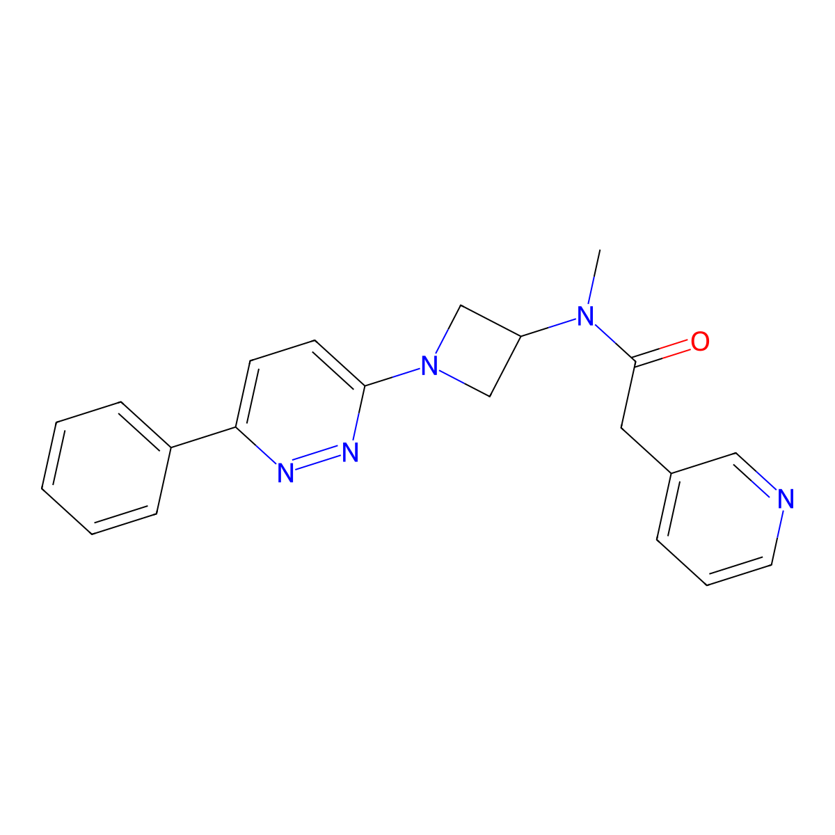 N-methyl-N-[1-(6-phenylpyridazin-3-yl)azetidin-3-yl]-2-(pyridin-3-yl)acetamide molecular structure, CAS 2380086-40-6