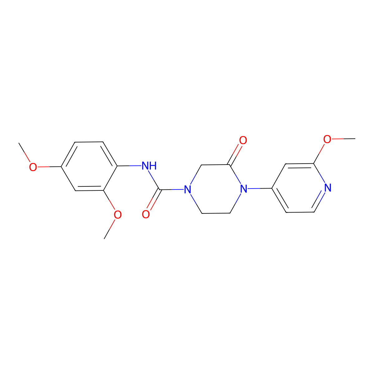 N-(2,4-Dimethoxyphenyl)-4-(2-methoxypyridin-4-yl)-3-oxopiperazine-1-carboxamide molecular structure, CAS 2380086-42-8