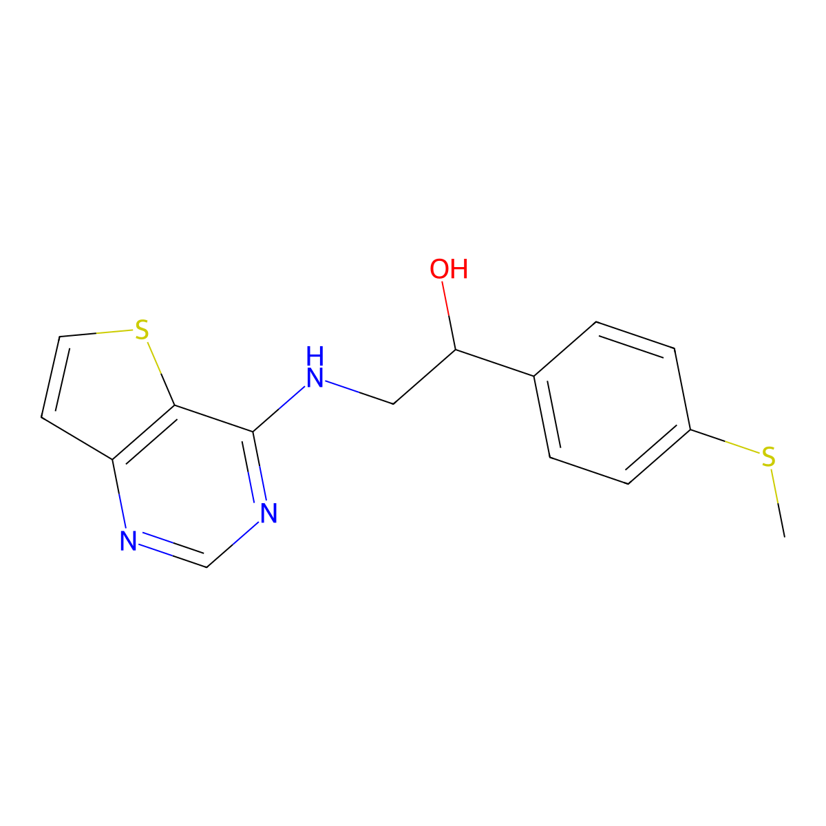 1-[4-(Methylsulfanyl)phenyl]-2-({thieno[3,2-d]pyrimidin-4-yl}amino)ethan-1-ol molecular structure, CAS 2380086-46-2
