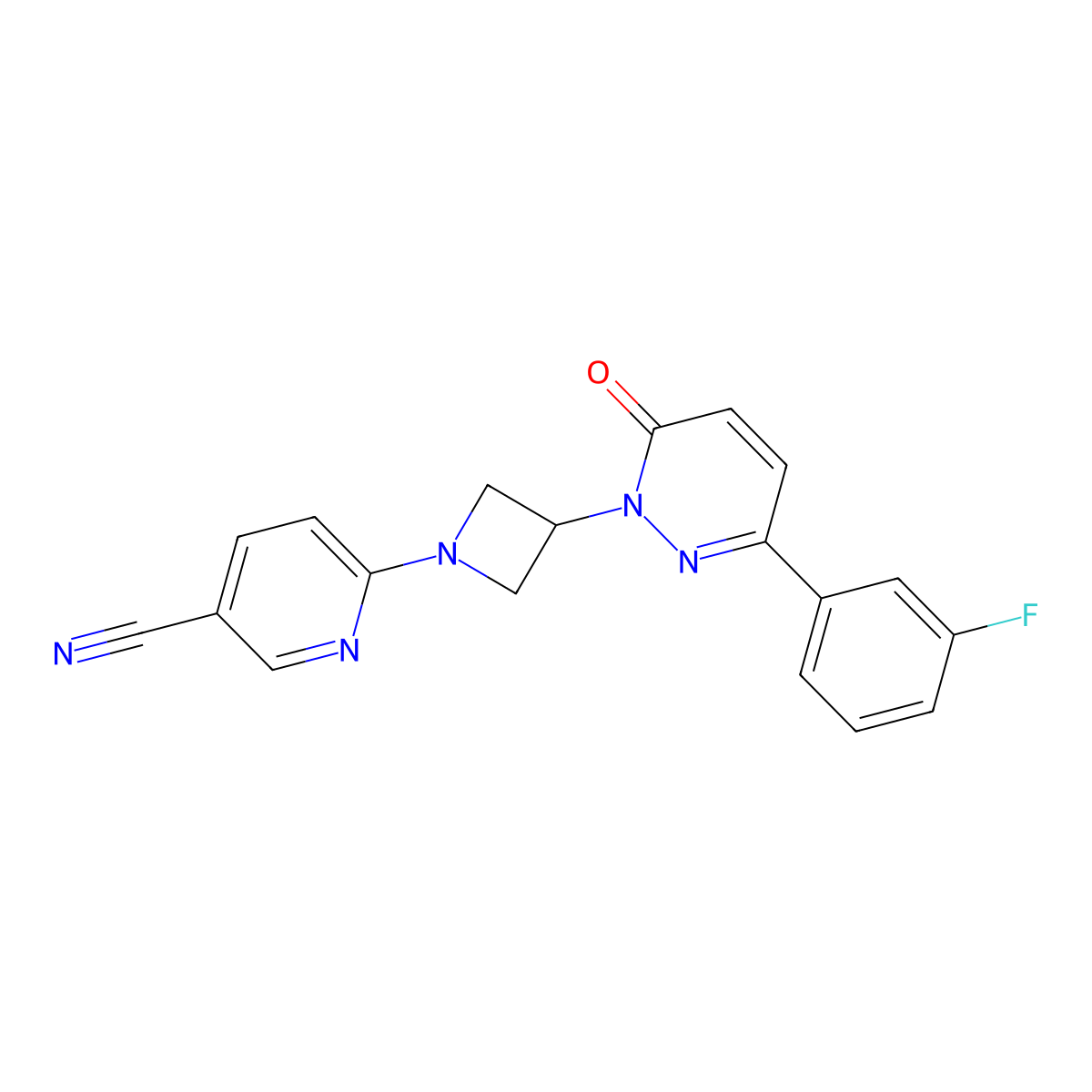 6-{3-[3-(3-Fluorophenyl)-6-oxo-1,6-dihydropyridazin-1-yl]azetidin-1-yl}pyridine-3-carbonitrile molecular structure, CAS 2380086-47-3