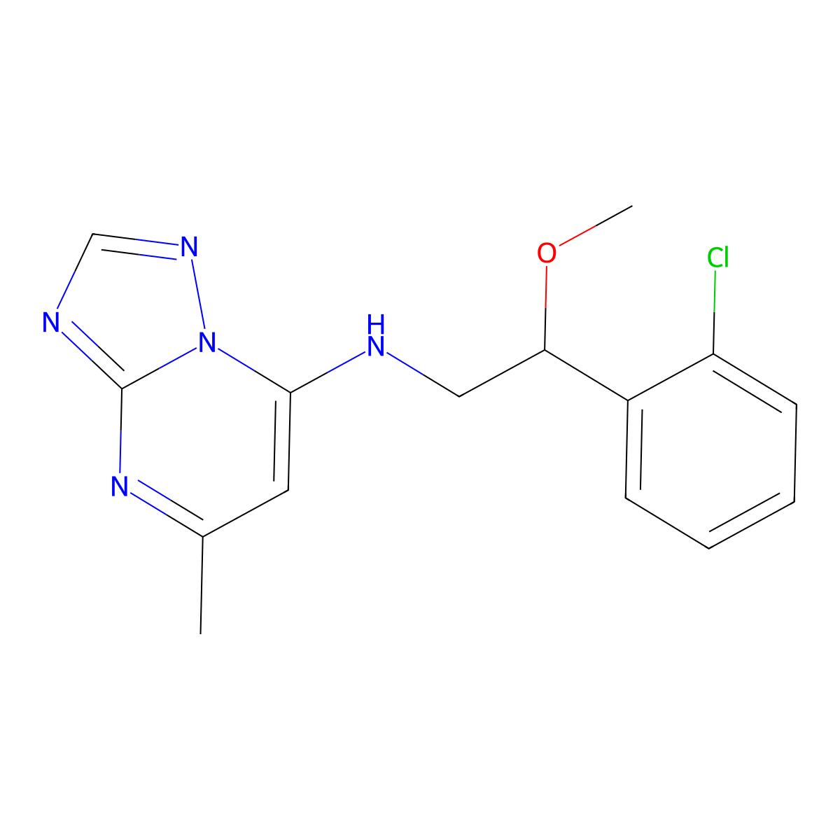 N-[2-(2-Chlorophenyl)-2-methoxyethyl]-5-methyl-[1,2,4]triazolo[1,5-a]pyrimidin-7-amine molecular structure, CAS 2380086-49-5