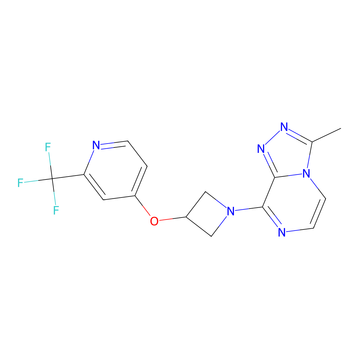 4-[(1-{3-Methyl-[1,2,4]triazolo[4,3-a]pyrazin-8-yl}azetidin-3-yl)oxy]-2-(trifluoromethyl)pyridine molecular structure, CAS 2380086-51-9