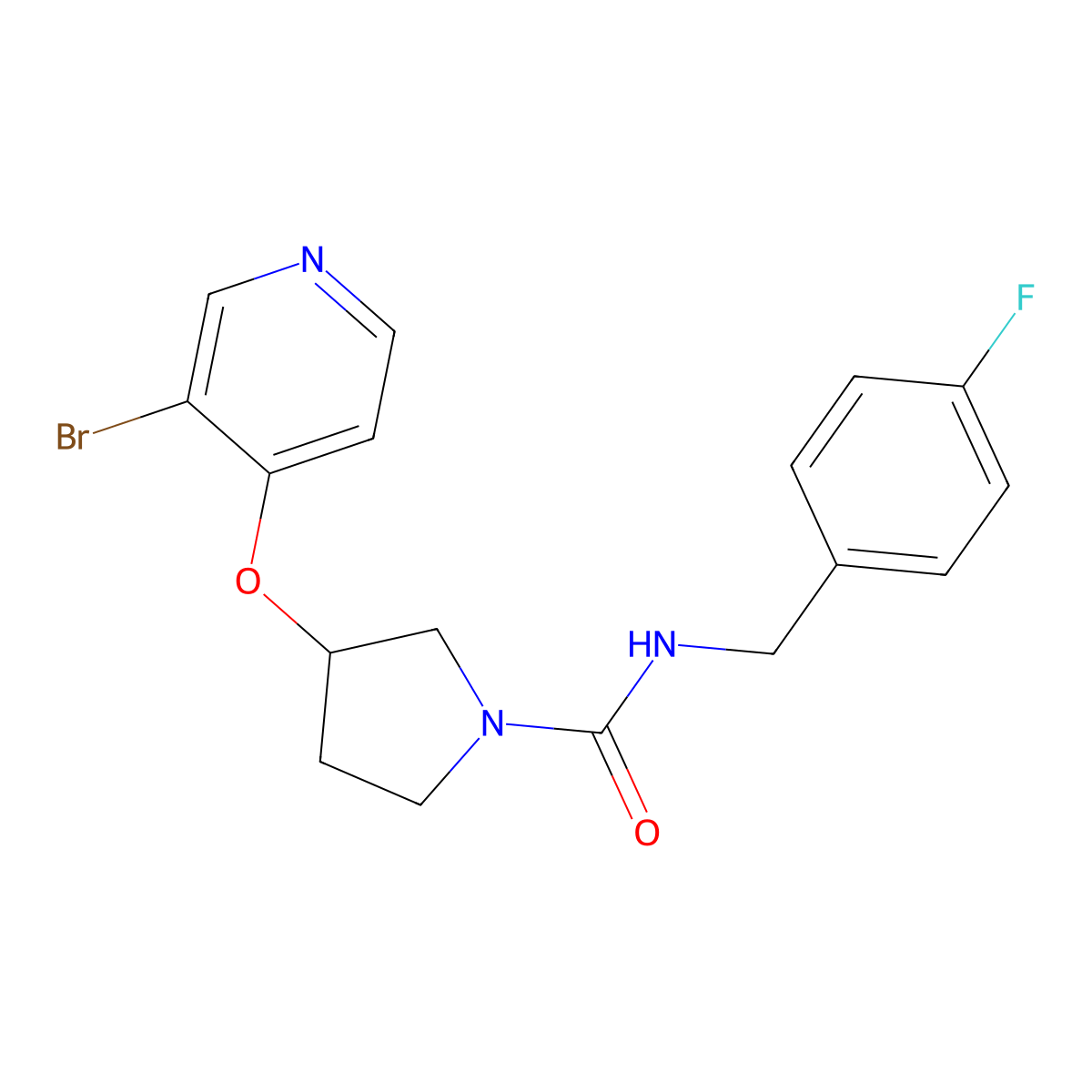 3-[(3-bromopyridin-4-yl)oxy]-N-[(4-fluorophenyl)methyl]pyrrolidine-1-carboxamide molecular structure, CAS 2380086-54-2
