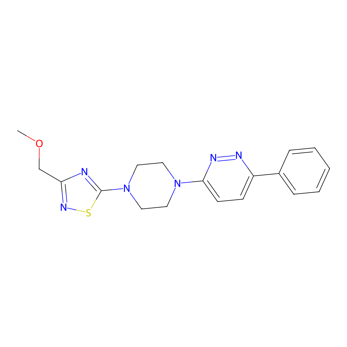 3-{4-[3-(Methoxymethyl)-1,2,4-thiadiazol-5-yl]piperazin-1-yl}-6-phenylpyridazine molecular structure, CAS 2380086-56-4