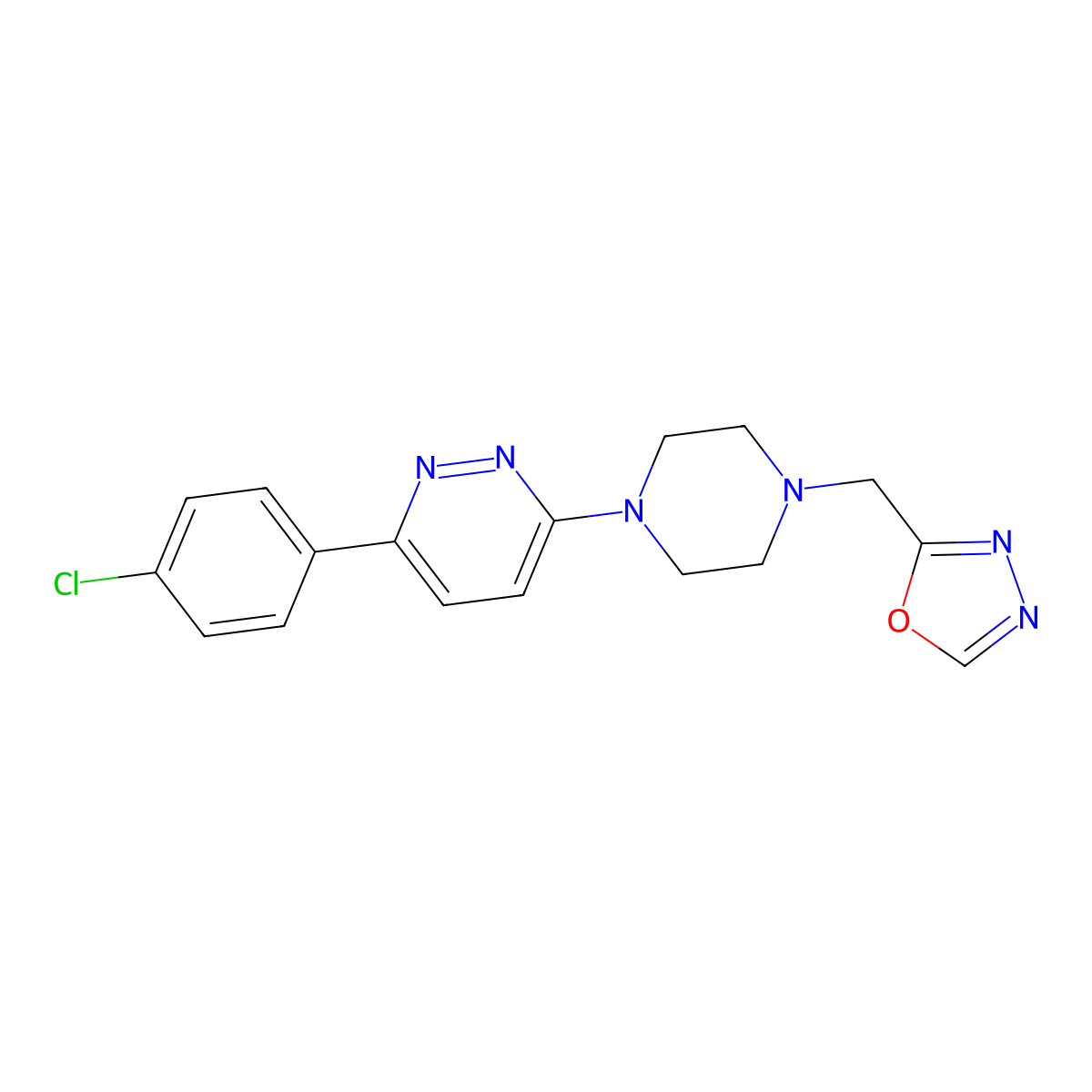 3-(4-Chlorophenyl)-6-{4-[(1,3,4-oxadiazol-2-yl)methyl]piperazin-1-yl}pyridazine molecular structure, CAS 2380086-64-4