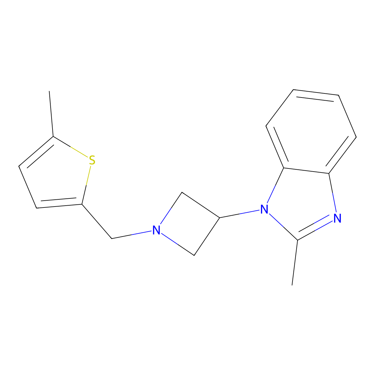 2-methyl-1-{1-[(5-methylthiophen-2-yl)methyl]azetidin-3-yl}-1H-1,3-benzodiazole molecular structure, CAS 2380086-68-8