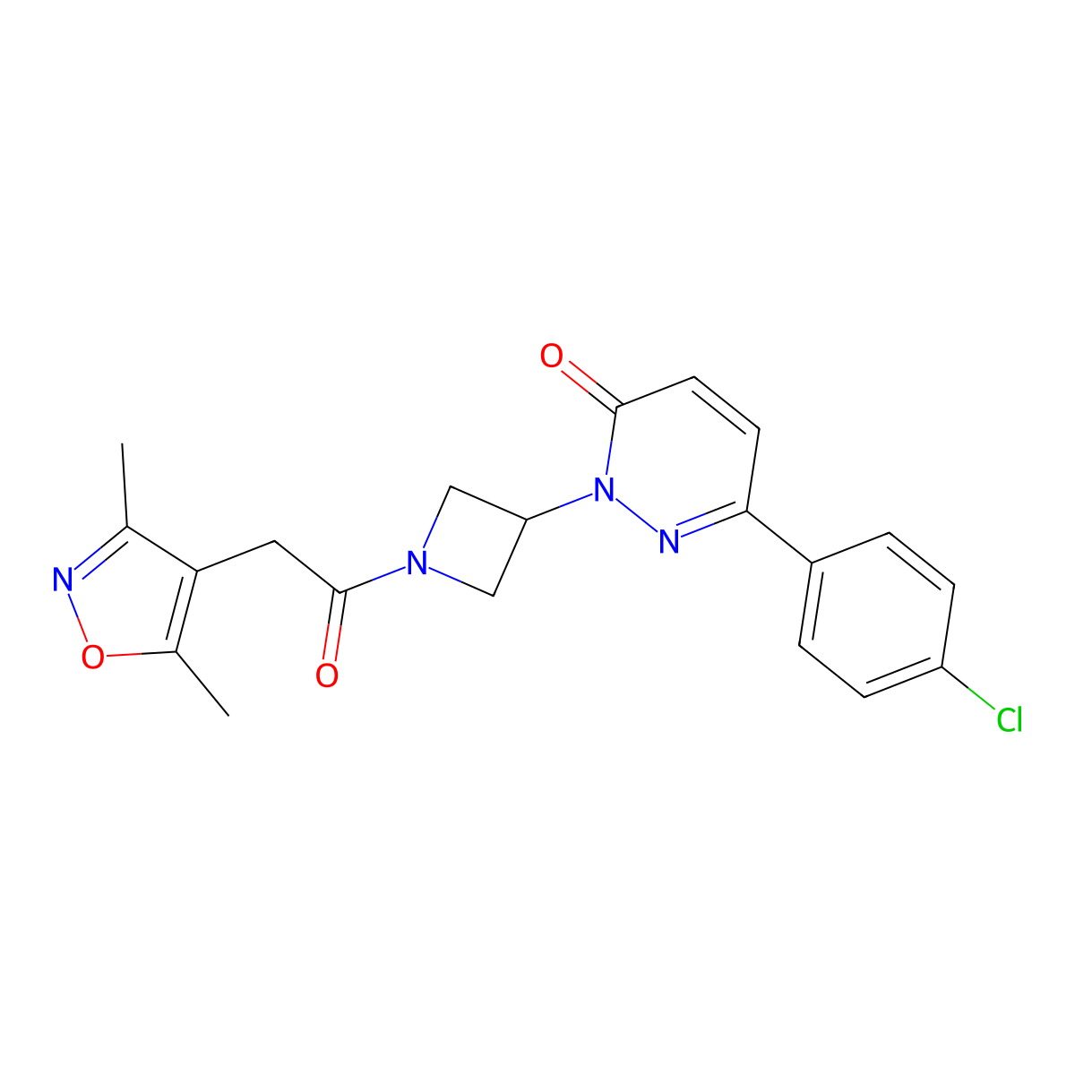 6-(4-Chlorophenyl)-2-{1-[2-(3,5-dimethyl-1,2-oxazol-4-yl)acetyl]azetidin-3-yl}-2,3-dihydropyridazin-3-one molecular structure, CAS 2380086-72-4