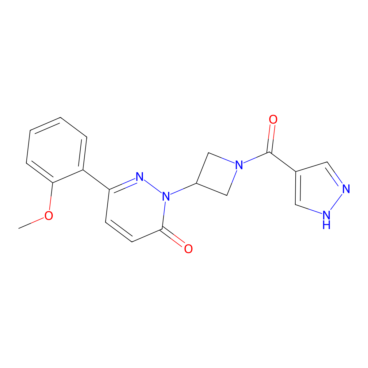 6-(2-methoxyphenyl)-2-[1-(1H-pyrazole-4-carbonyl)azetidin-3-yl]-2,3-dihydropyridazin-3-one molecular structure, CAS 2380086-73-5