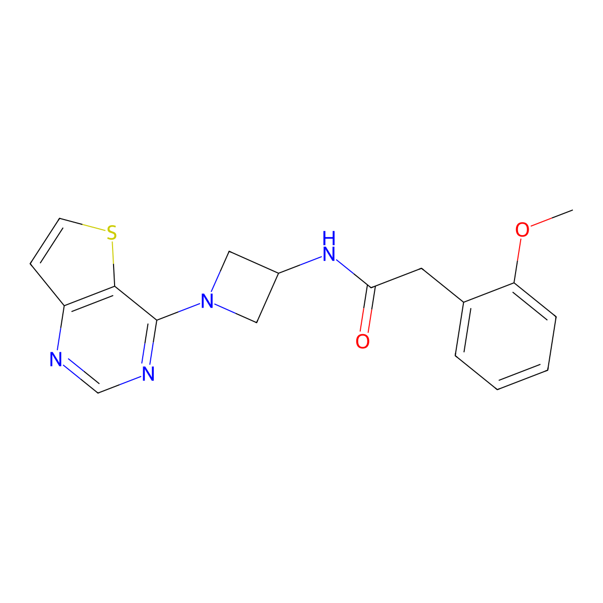 2-(2-methoxyphenyl)-N-(1-{thieno[3,2-d]pyrimidin-4-yl}azetidin-3-yl)acetamide molecular structure, CAS 2380086-75-7
