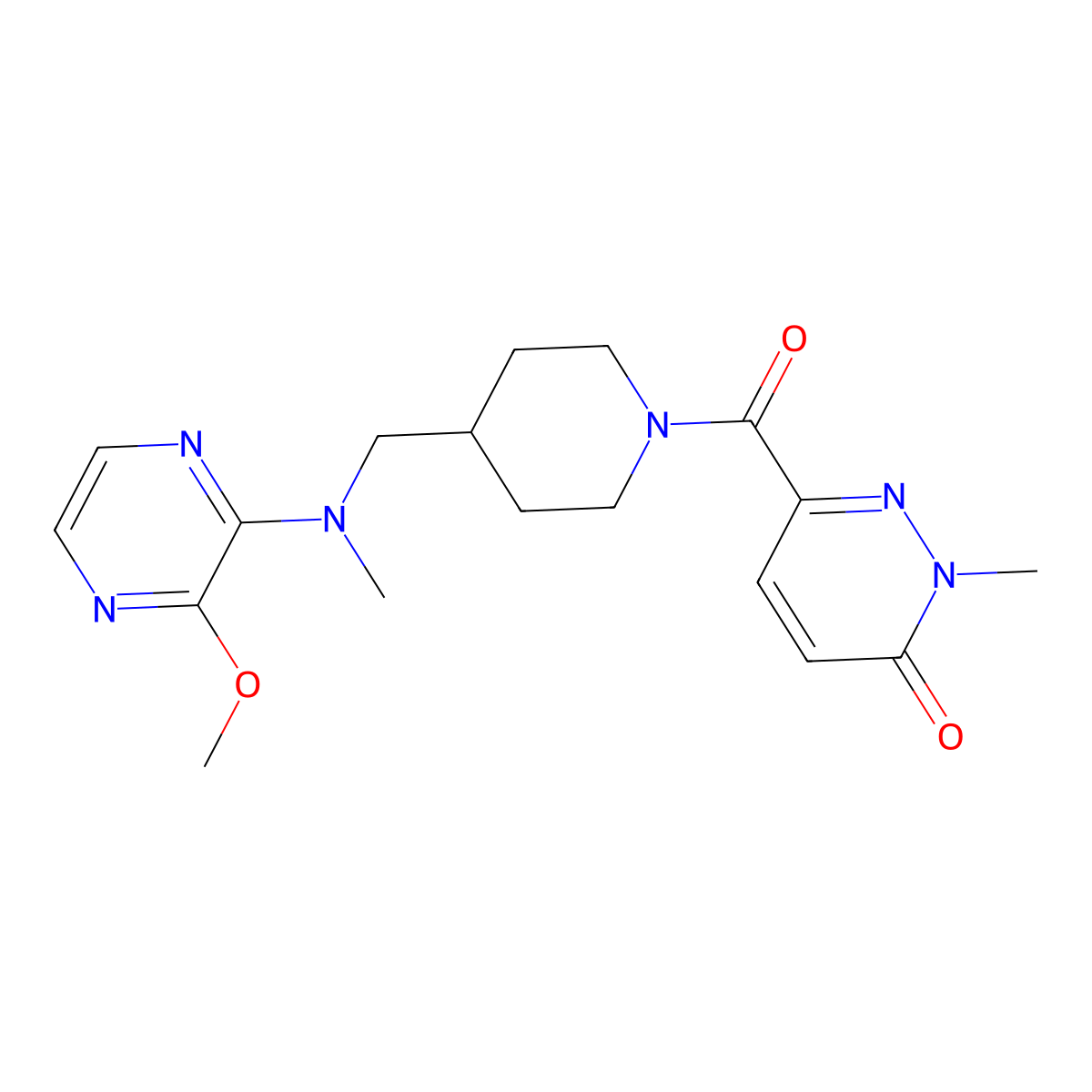 6-(4-{[(3-Methoxypyrazin-2-yl)(methyl)amino]methyl}piperidine-1-carbonyl)-2-methyl-2,3-dihydropyridazin-3-one molecular structure, CAS 2380086-76-8