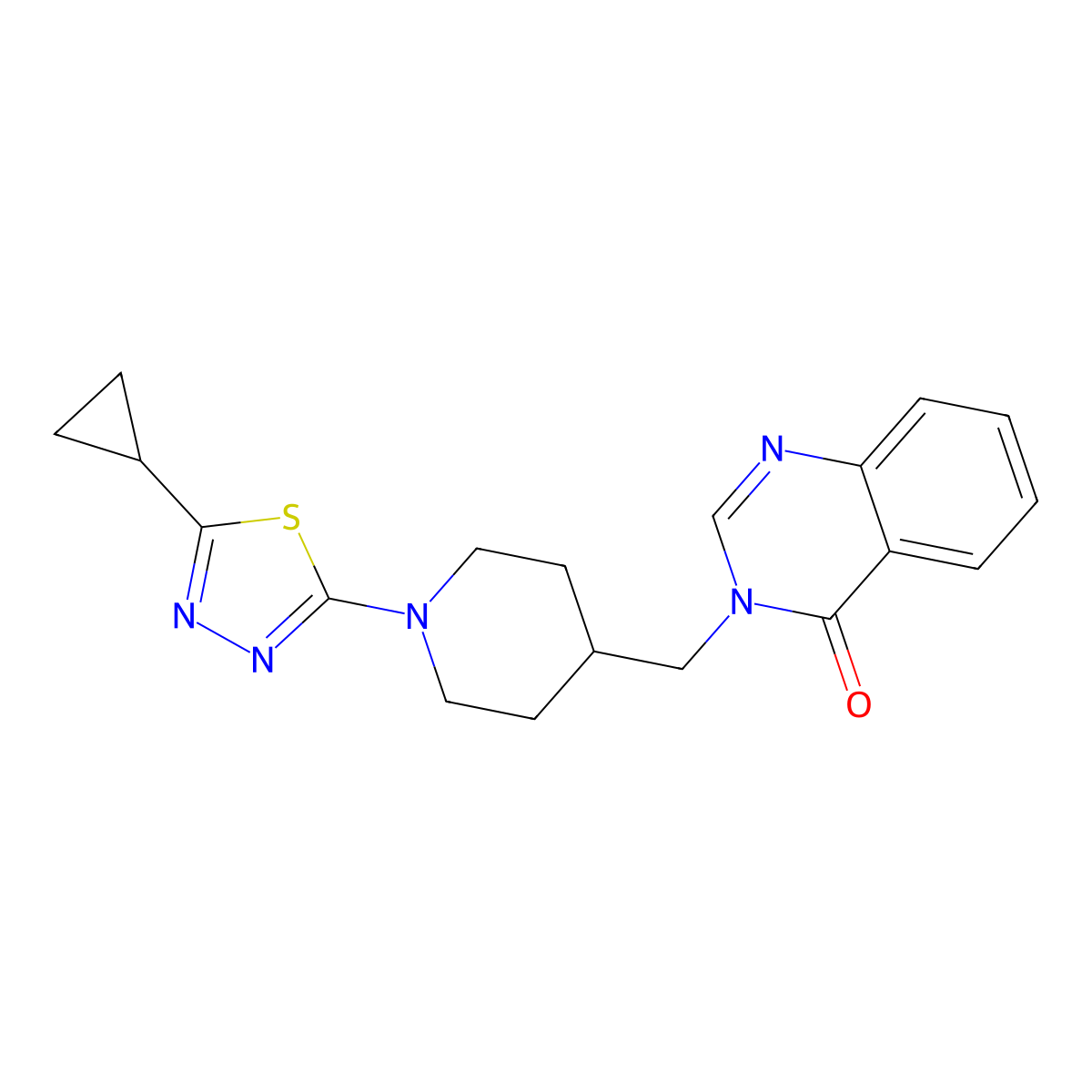 3-{[1-(5-Cyclopropyl-1,3,4-thiadiazol-2-yl)piperidin-4-yl]methyl}-3,4-dihydroquinazolin-4-one molecular structure, CAS 2380086-77-9